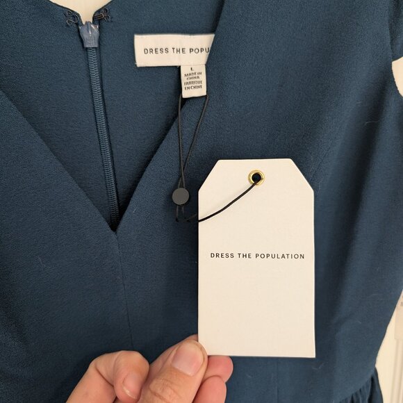 NWT Dress the Population Corey Dress in Peacock blue Size L - Picture 9 of 9